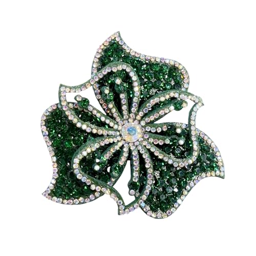 3.15" Bohemian Rhinestone Flower Brooch Pin for Women Laides Vintage Design Crystal Floral Brooches Lapel Pins Hair Clips for Clothes Elegant Wedding Christmas Party Dress Accessories Jewelry - color: Green