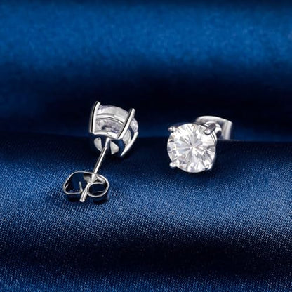 6 Pairs Cubic Zirconia Stud Earrings for Women/Men - Round Cut 4 Prong Settings 18K Gold Plated Hypoallergenic 3-8mm Clear Earrings Set - color: 3-7mm Wihte Gold - Round 4 Prong