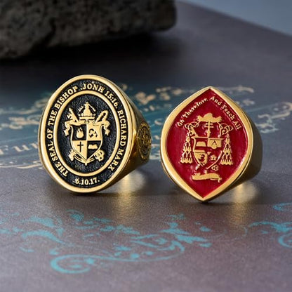 callie Custom Signet Ring - Engraved Text & Photo, Personalized Family Crest Coat Of Arms Rings, 925 Sterling Silver/Brass | Father's Day Jewelry Gifts for Men & Women - color: Oval