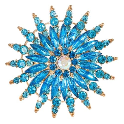 Rhinestone Sunflower Brooch Pin Red Pink Flower Brooch Stylish Crystal Brooch Elegant Clothing Hat Bag Accessories Jewerly for Women - color: Blue1