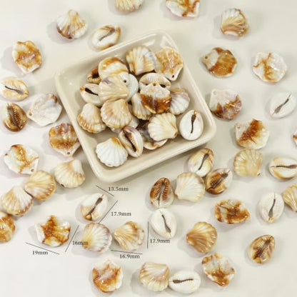 Acrylic Shell Beads 100 Pcs with Big Hole – Faux Seashell Spacer Beads, Natural Look Ocean Starfish Snail Conch Scallop Turtle Charms for Summer DIY Necklace Bracelet Earring Jewelry Making