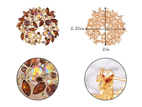 Alilang Violet Lavender Purple Crystal Rhinestone Floral Wreath Brooch Pin - color: coffee
