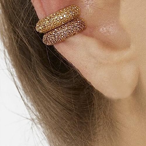 Ear Cuffs Non Piercing Aretes De Mujer Gold Chunky Earrings for Women Clip On Earrings Non Tarnish Gold Earrings Gifts Trendy Stuffers - color: 3PCS Colorful Rhinestones Ear Cuff