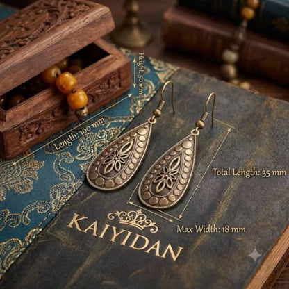 Boho Turquoise Dangle Earrings For Women Trendy,Western Blue Gemstone Drop Earings,Vintage Gothic Ethnic Statement Beach Vacation Long Birthstone Earrings with Leaf Teardrop Turquoise Crystal Tassels,Fashion Jewelry Birthday Gift. - style: A38 Bronze Flow
