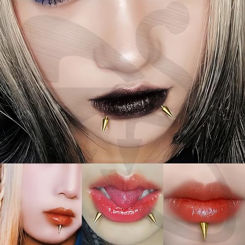 ZS 20G Spike Nose Rings Studs, 18G Stainless Steel Spike Stud Earrings, 16G Septum Lip Rings Cartilage Tragus Helix Piercing for Women Men - color: 24pcs 16g lip ring stud(gold+silver)