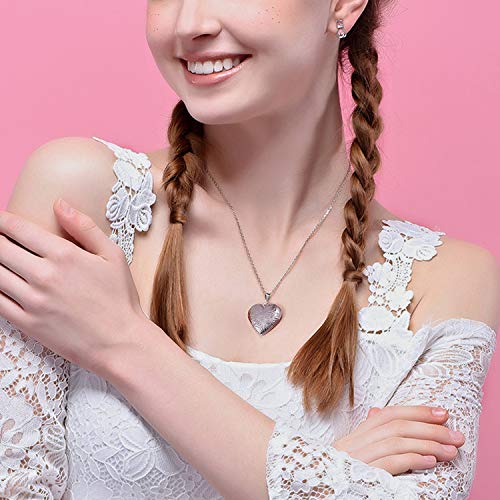 Locket Necklace that Holds Pictures Flower Lockets Pendant Necklaces Birthday Gifts Jewelry - style: Rose Heart