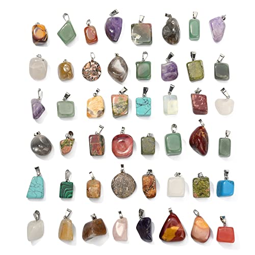 DanLingJewelry 50pcs Natural Random Reiki Nugget Gemstone Charms Irregular Healing Crystal Chakra Stone Pendants for Jewelry Making - color: 50pcs - Irregular Ⅱ