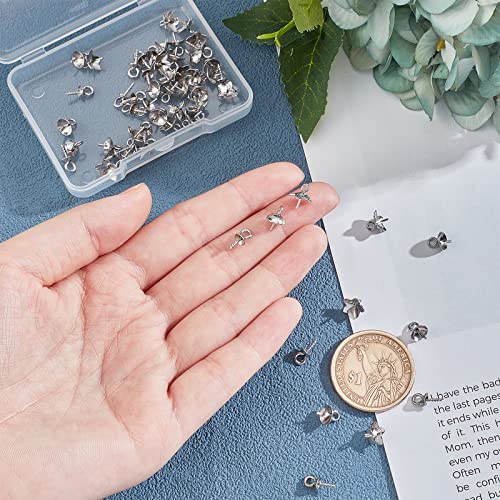 UNICRAFTALE About 60Pcs Pendants Pinch Charm Connector Findings Pendant Bails Clasps Stainless Steel Cup Pearl Peg Bails Pin Pendants for DIY Jewelry Making 8~10x4~7mm - color: Stainless Steel Color-3 Styles