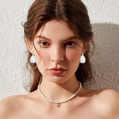14K Gold Teardrop Crystal Leverback Earrings Sparkly Rhinestone Water Droplet Dangle Drop Earrings For Women - color: White