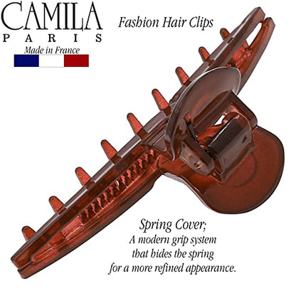 Camila Paris CP3228 French Hair Clip for Women, Narrow, Strong Hold Grip Double Teeth Girls Hair Claw Clips Jaw, Fashion Durable Styling Hair Accessories for Women, Made in France - color: Red 3.25"