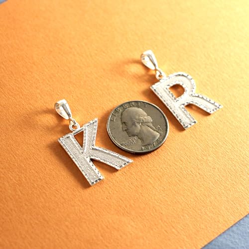 Personalized 1.0 Inch Solid.925 Sterling Silver Initial A-Z Charm - style: C