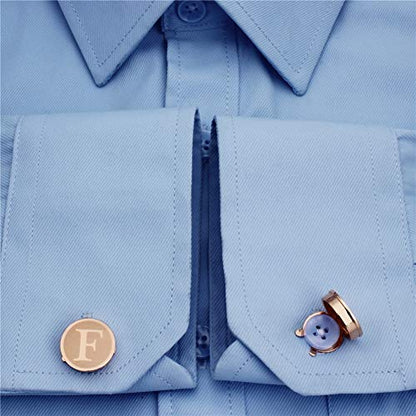 HAWSON Men's Letter Initial Button Cover Cufflinks Letter Rose Gold/Silver Suitable for Formal Business Shirt Letter A-Z - color: Rose Gold Color - F