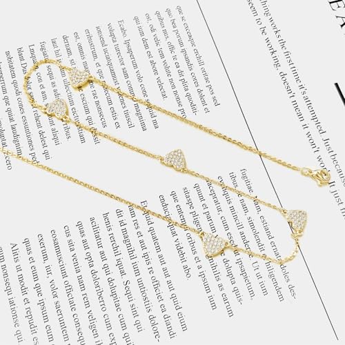 Airmb Heart Necklace for Women Gold/Silver Plated Trendy Heart Choker Lover Pendant Hypoallergenic Fashion Gold/Silver Necklace for Women Love Jewelry Gift for Women Girlfriend - color: 5 Heart-Crushed CZ-Gold