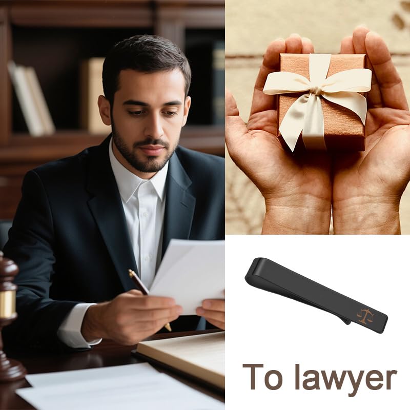 Mens Airplane Tie Clip for Boyfriend Husband Son Flight Attendant Accessories for Men - style: Black Lawyer