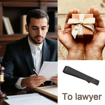 Mens Airplane Tie Clip for Boyfriend Husband Son Flight Attendant Accessories for Men - style: Black Lawyer