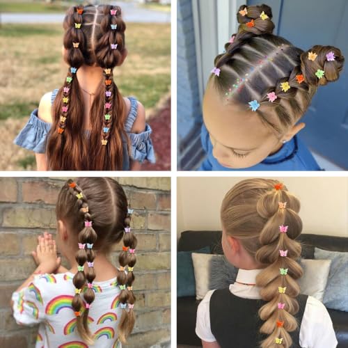 Mini Butterfly Hair Clips, Y2K 90s 50pcs Tiny Cute Pastel Hair Accessories, SparklySmall Claw Barrette jewelry for Women Girls (Jelly) - color: Jelly