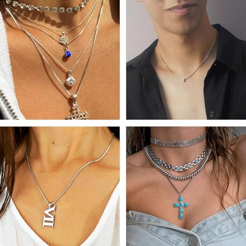 Kyutong 10M Silver Box Chain Links with Bulk Stainless Steel Necklace Chain | 32.8 Feet Silver Craft Chains with Lobster Clasps Pinch Clip Clasps for DIY Handcraft Jewelry Making - color: Silver-8