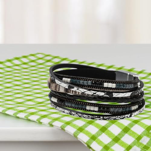PU Leather Wrap Bracelet Bracelet for Women Bohemian Handmade Decorative Jewelry Gift Multi Layer Layered Bracelet Bracelet