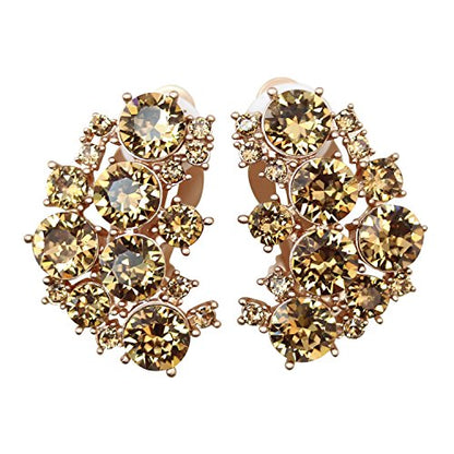 Faship Gorgeous Clip Ons Floral Earrings - color: Yellow