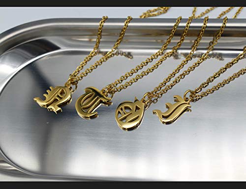 Women's Old English Initial Necklace 18K Gold Plated Stainless Steel Letter Pendant Gift - style: K
