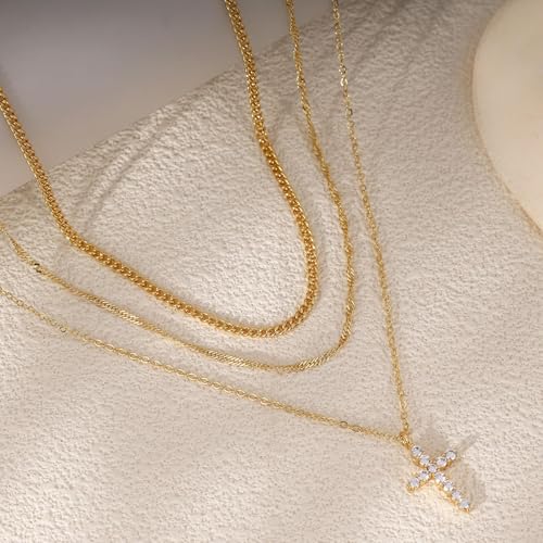 XIXINI Layered Necklaces for Women, Dainty Gold Necklace Stack 14k Gold Plated Layering Pendant Necklace Set Simple Statement Gold Necklaces for Women Trendy Fashion Waterproof Gold Jewelry - color: Gold-Set 2
