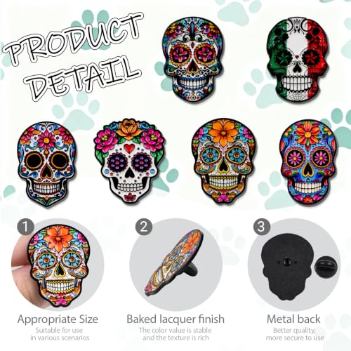 4/6/9/10/12/16/20PCS Cute Enamel Pins Bulk Set, Art Aesthetic Lapel Brooches, Humorous Quote Pins for Backpacks Jackets Hats Bags, Novelty Cool Badges for Women, Men, Teens, Kids - style: 6pcs Skull