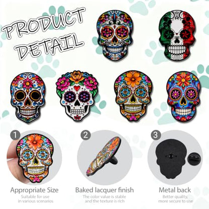 4/6/9/10/12/16/20PCS Cute Enamel Pins Bulk Set, Art Aesthetic Lapel Brooches, Humorous Quote Pins for Backpacks Jackets Hats Bags, Novelty Cool Badges for Women, Men, Teens, Kids - style: 6pcs Skull