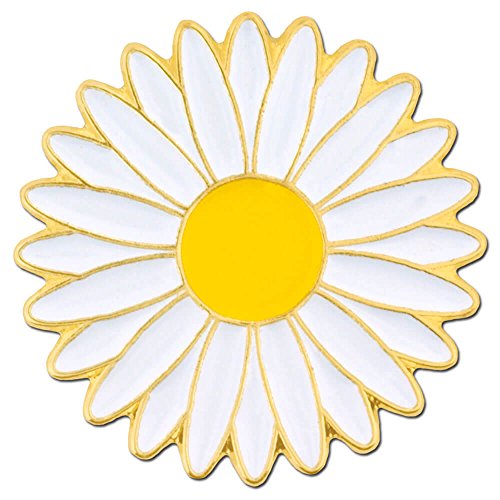 PinMart Flower Trendy Enamel Lapel Pin - color: White Daisy, size: 5 Pack