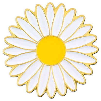 PinMart Flower Trendy Enamel Lapel Pin - color: White Daisy, size: 5 Pack