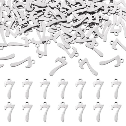Pandahall 100Pcs Number.7 Stainless Steel Charms 15x7.5x1.5mm Arabic Numerals Pendants for DIY Jewelry Making