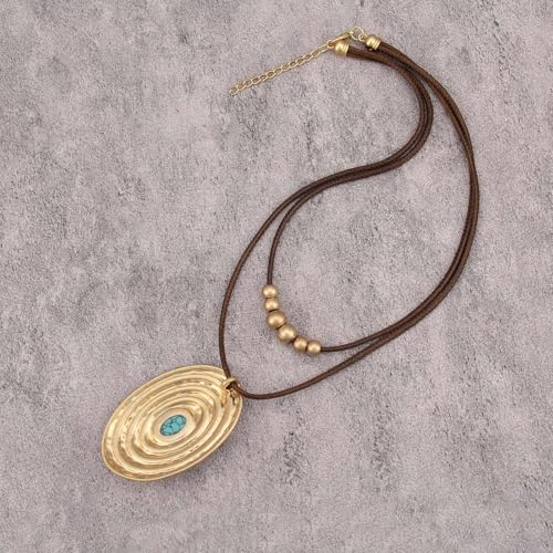 Boho Necklaces for Women Chunky Circle Necklace Bohemian Necklaces | Chunky Boho Necklace for Women Layered Boho Circle Leather Choker Necklace Long Vintage Necklaces Bohemian Jewlery Gifts - style: Boho Choker Necklace