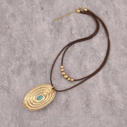 Boho Necklaces for Women Chunky Circle Necklace Bohemian Necklaces | Chunky Boho Necklace for Women Layered Boho Circle Leather Choker Necklace Long Vintage Necklaces Bohemian Jewlery Gifts - style: Boho Choker Necklace