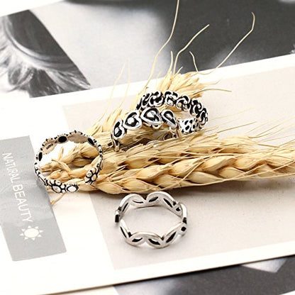 lauhonmin 3pcs S925 Sterling Silver Open Rings Set Finger Ring Joint Ring Toe Ring Beach Jewelry Gifts for Women Adjustable - color: Style B
