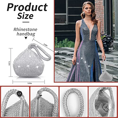 4 Pieces Rhinestone Jewelry SetClutch Purse Prom Jewelry Sets Wedding Bridal Jewelry Rhinestone Necklace Dangle Ear ClipCrystal Jewelry Set Wedding Party (Cute Style)