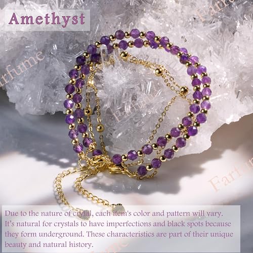 Farfume Crystal Beaded Bracelets for Women 4mm Natural Stone Jewelry Gifts | Natural Beads Gemstone,Handmade,Helper Tool,Yoga Protection,Hypoallergenic,Durability Wear - color: Amethyst-Clarity & Awareness