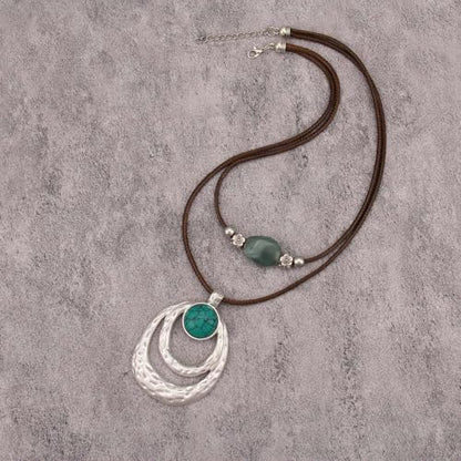 Boho Necklaces for Women Chunky Circle Necklace Bohemian Necklaces | Chunky Boho Necklace for Women Layered Boho Circle Leather Choker Necklace Long Vintage Necklaces Bohemian Jewlery Gifts - style: Bohemian Chain Necklace