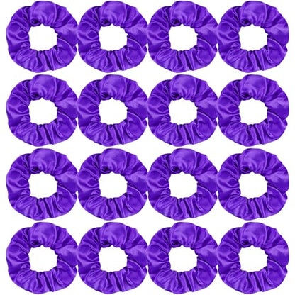 16 Pcs Satin Purple Scrunchies Bridesmaid Proposal Gifts Hair Ties Scrunchies for Women Girls Bachelorette Party Favors (deep purple) - color: deep purple