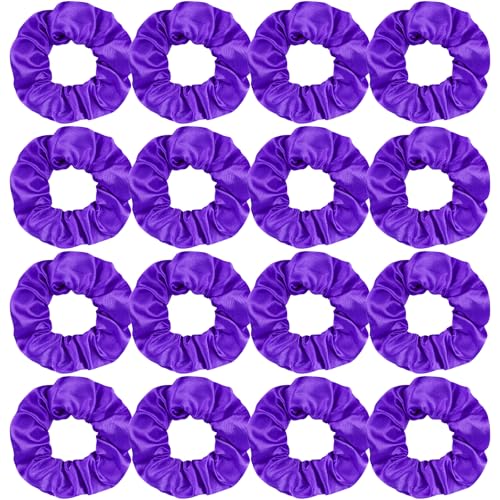 16 Pcs Satin Purple Scrunchies Bridesmaid Proposal Gifts Hair Ties Scrunchies for Women Girls Bachelorette Party Favors (deep purple) - color: deep purple
