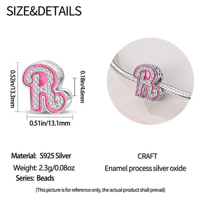 925 Sterling Silver Letter Charms Fits Pandora Bracelets Alphabet AZ Bead Charm for Bracelets Necklace with 5A Cubic Zirconia for Women Birthday Ceremony DIY Jewelry Gift - style: R