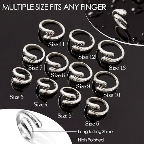 Non Tarnish Gold Chunky Rings for Women, 14K Gold Plated Statement Dome Rings Stacking Silver, Adjustable Mens Eternity Wedding Band Mixed Metal Jewelry Size 3-13 - color: Silver, size: 7, style: Open Twist Band