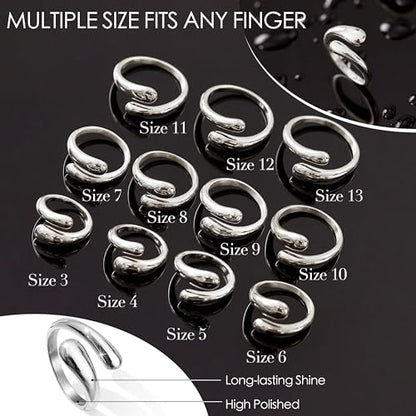 Non Tarnish Gold Chunky Rings for Women, 14K Gold Plated Statement Dome Rings Stacking Silver, Adjustable Mens Eternity Wedding Band Mixed Metal Jewelry Size 3-13 - color: Silver, size: 7, style: Open Twist Band