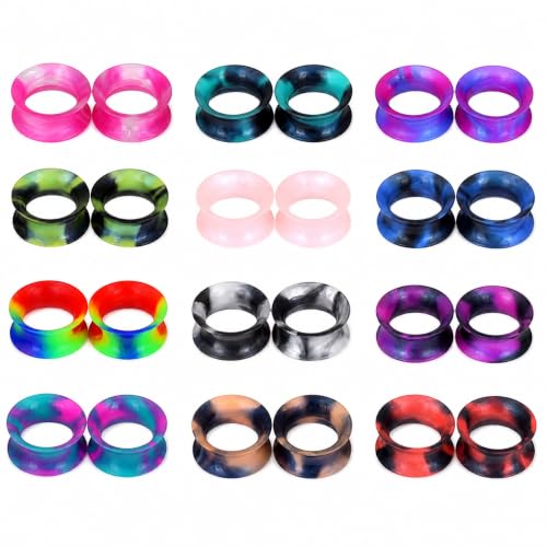 YOFANST 24pcs-100pcs Colorful Silicone Ear Gauges Double Flared Ear Tunnels Set Stretchers Expander Ear Piercing Jewelry - color: 24pcs, 3/4"