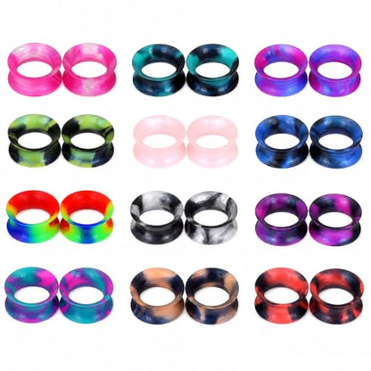 YOFANST 24pcs-100pcs Colorful Silicone Ear Gauges Double Flared Ear Tunnels Set Stretchers Expander Ear Piercing Jewelry - color: 24pcs, 3/4"