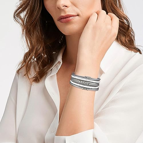 Long tiantian Boho Western Bracelets for Women Leather Wrap Bracelets Turquoise Bracelet Western Jewelry Country Concert Outfits - color: jelly bangles bracelets women(silver)