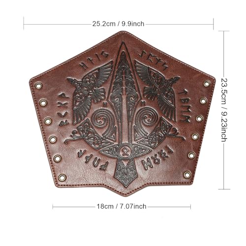 Medieval Leather Bracers Dragon Embossed Viking Leather Bracers Leather Arm Armer Cuff Leather Gauntlet Costumes Accessories - style: Medieval Sward Pattern Leather Bracers-light Brown