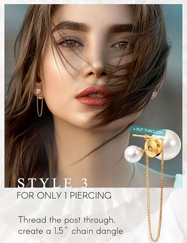 Big Pearl Drop Earrings for Women - 14K Real Gold Plated Quality Dangles for Elevated Casual or Elegant Gift - color: Rapunzel