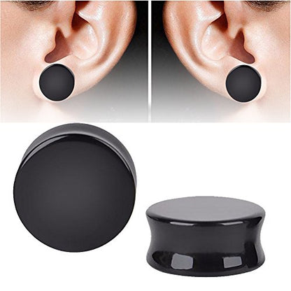 HQLA 1 Pair Natural Obsidian Stone Double Flared Flesh Tunnels Ear Plugs Gauges Stretcher Expander - style: 7/8"(22mm)