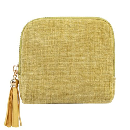 Women's Coin Purses Velvet Mini Travel Jewelry Case Bag with Tassel - color: A-Lemon Yellow