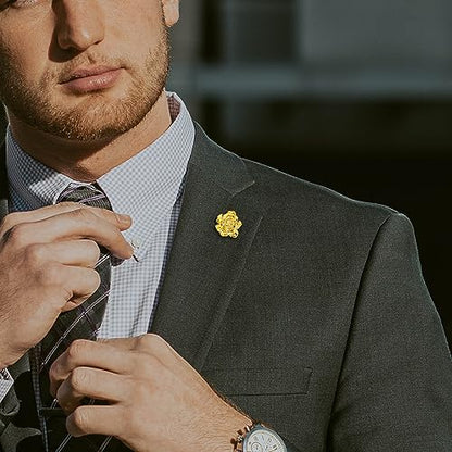 18K Gold Tone lapel Pins Brooch for Men Suit, Metal Flower Brooch Pins for Women, Mens Suit Accessories on Wedding Birthday Anniversary Father's Day. - color: rose