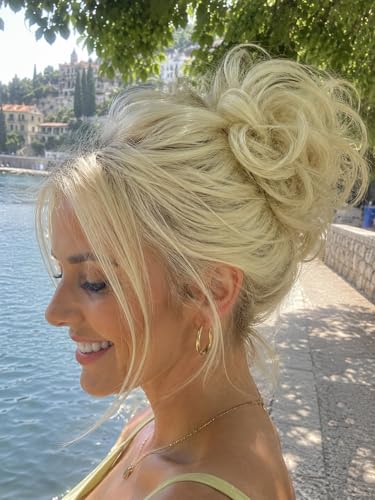 CAISHA Small Scrunchy Updo Hairpiece Ponytail Extensions Hair Tie Platinum Blonde G16C - color: platinum blonde #613 G16C